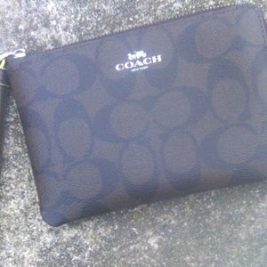 Coach Wristlet Single Corner Zip Leather Wristlet